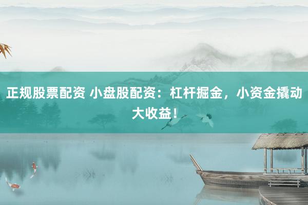 正规股票配资 小盘股配资：杠杆掘金，小资金撬动大收益！