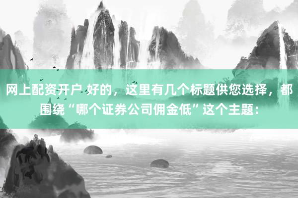 网上配资开户 好的，这里有几个标题供您选择，都围绕“哪个证券公司佣金低”这个主题：