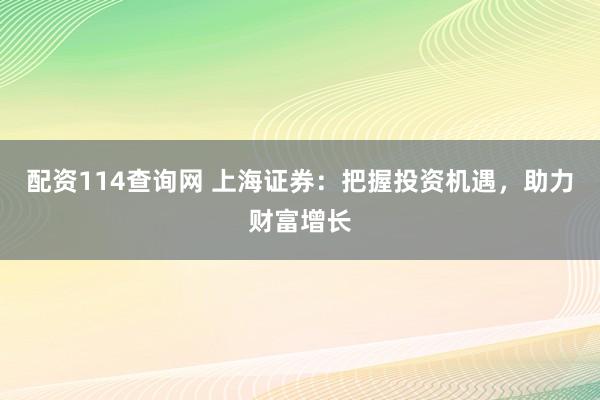 配资114查询网 上海证券：把握投资机遇，助力财富增长
