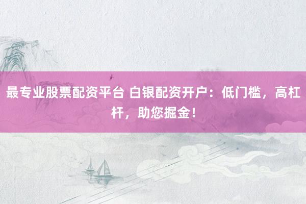 最专业股票配资平台 白银配资开户：低门槛，高杠杆，助您掘金！