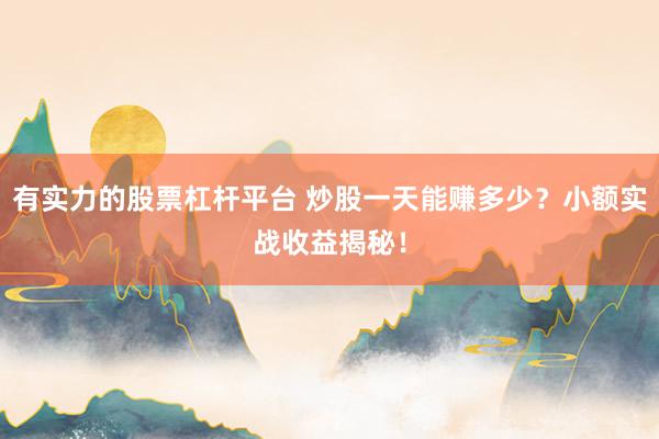 有实力的股票杠杆平台 炒股一天能赚多少？小额实战收益揭秘！