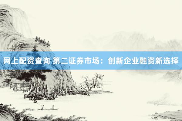 网上配资查询 第二证券市场：创新企业融资新选择