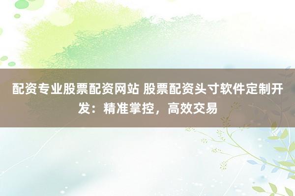 配资专业股票配资网站 股票配资头寸软件定制开发:精准掌控,高效交易