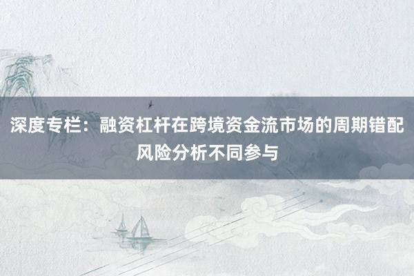 深度专栏：融资杠杆在跨境资金流市场的周期错配风险分析不同参与