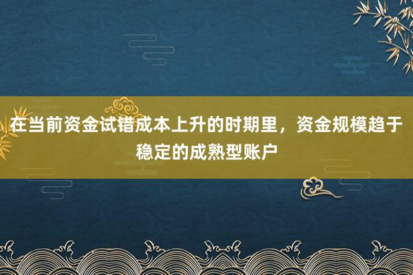 在当前资金试错成本上升的时期里，资金规模趋于稳定的成熟型账户