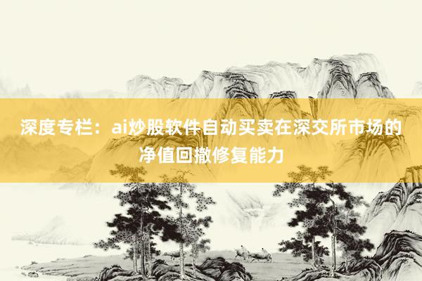 深度专栏：ai炒股软件自动买卖在深交所市场的净值回撤修复能力