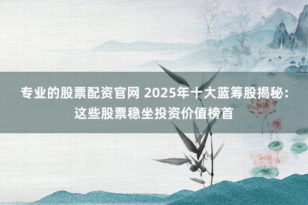 专业的股票配资官网 2025年十大蓝筹股揭秘:这些股票稳坐投资价值榜首