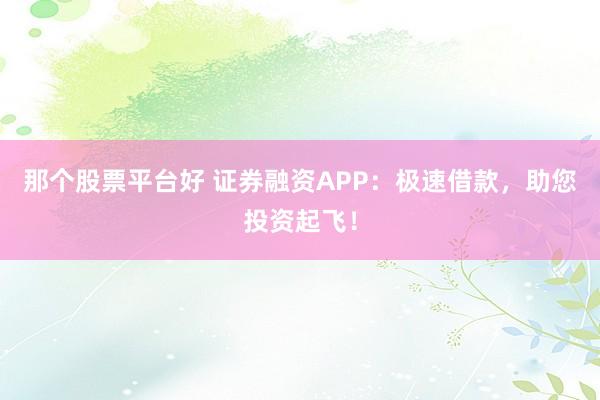 那个股票平台好 证券融资APP:极速借款,助您投资起飞!